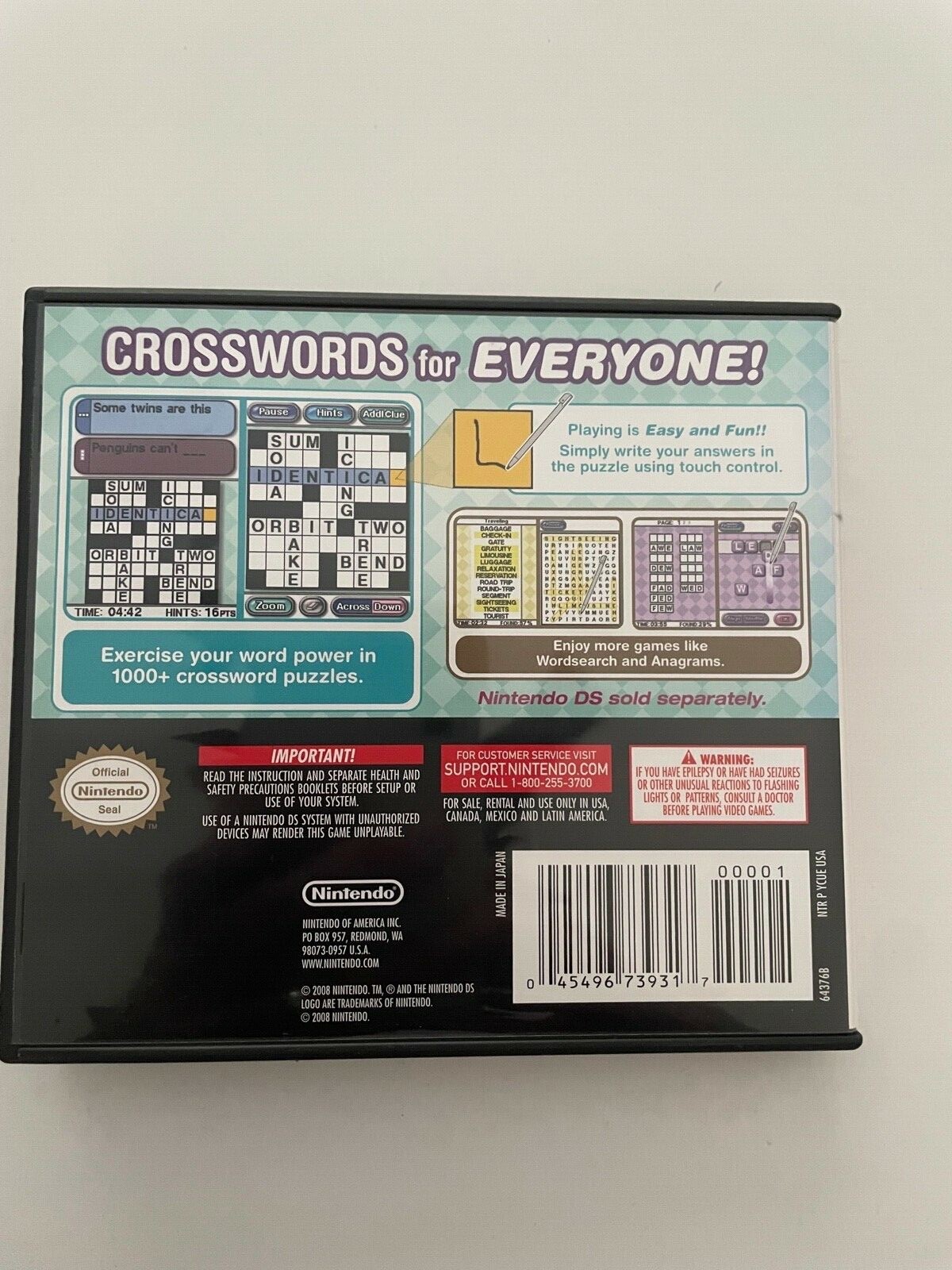NINTENDO DS CROSSWORDS GAME – CIB – COMPLETE WITH CASE AND MANUAL