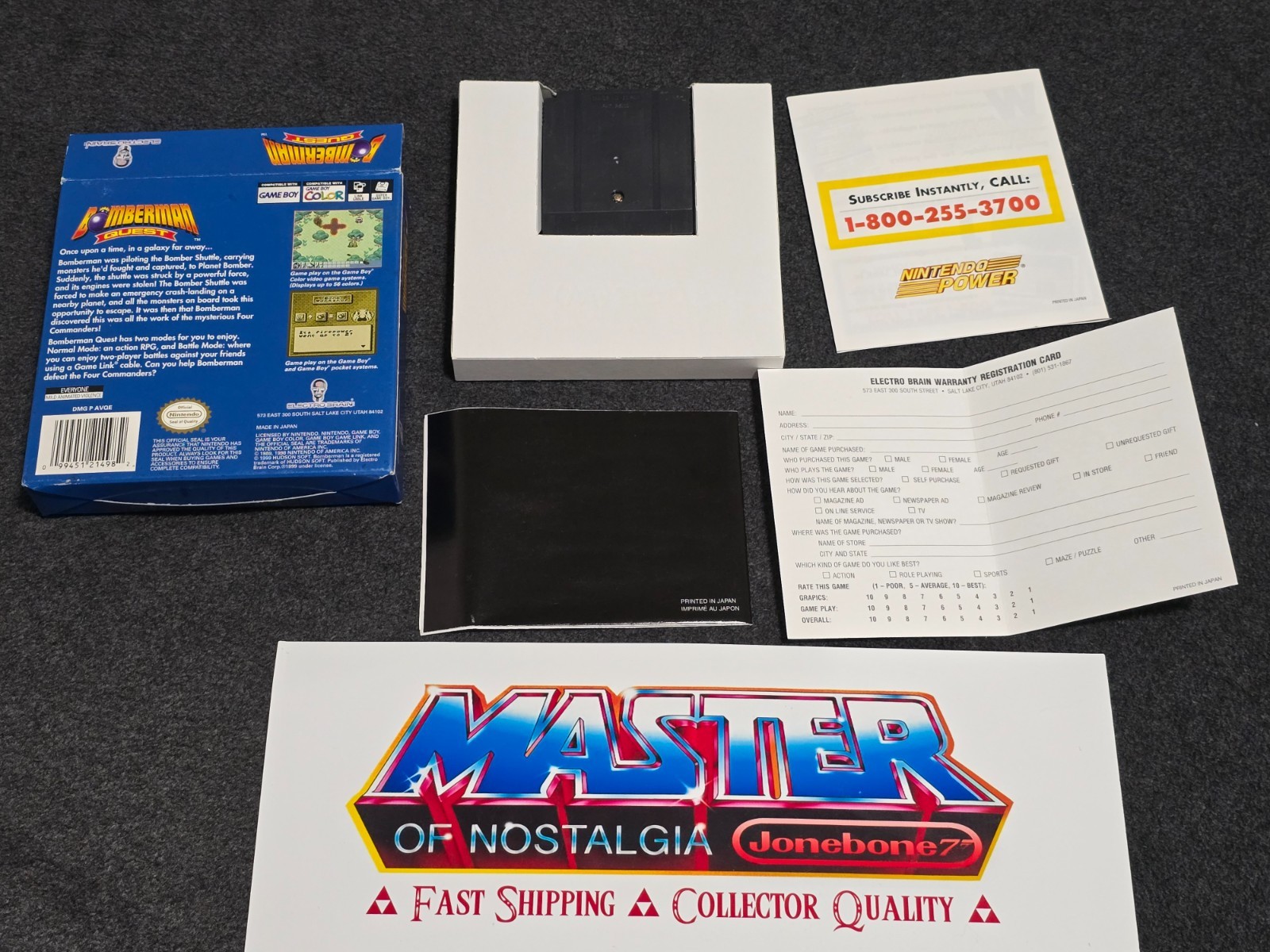 GBC BOMBERMAN QUEST Near Complete Almost CIB Box Game Boy Gameboy Color Reg Card