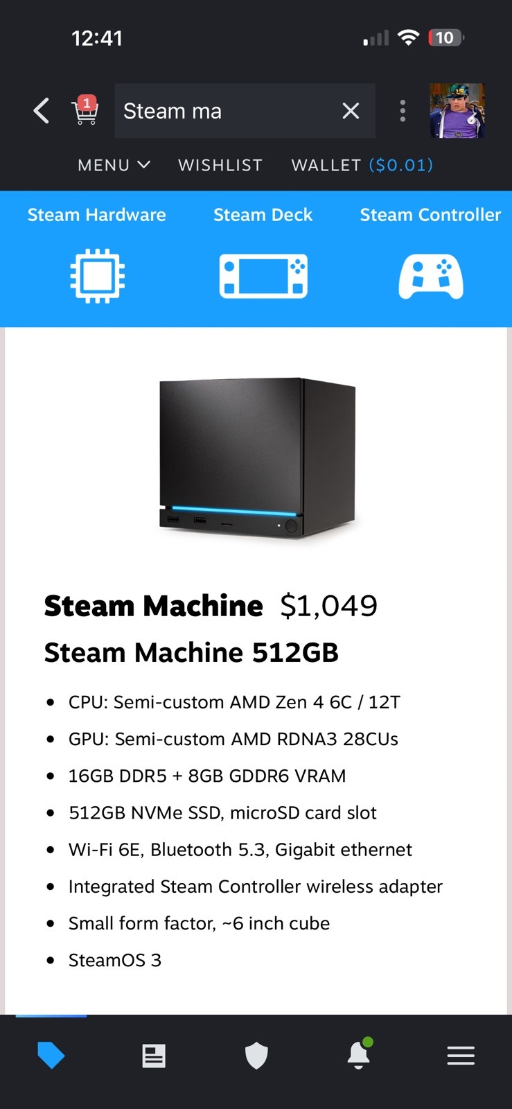 PRESALE Steam Machine 512GB Valve PC – NO CONTROLLER