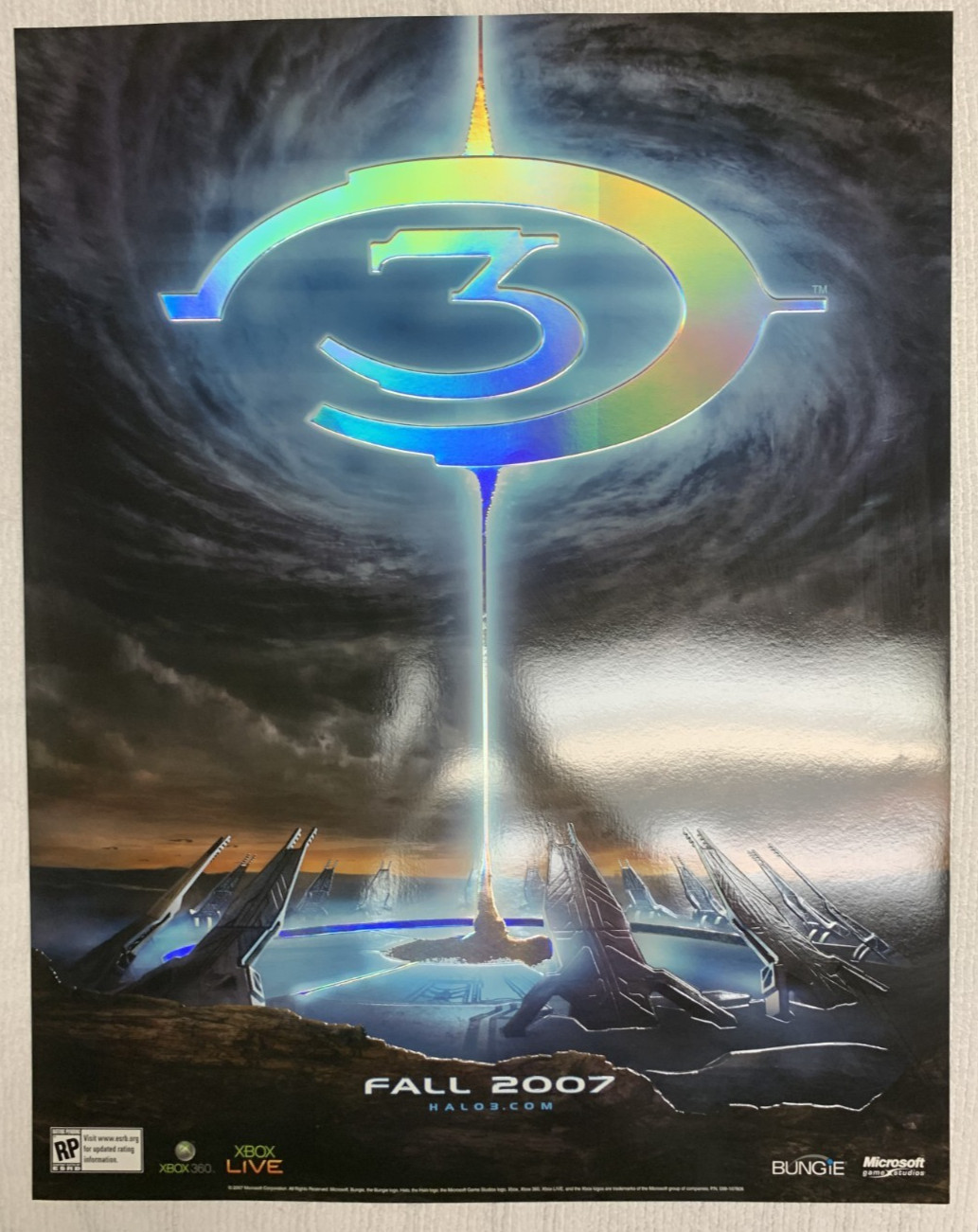 Halo 3 Rare Embossed Promo Poster Xbox Condition Master Chief in Plastic Sleeve