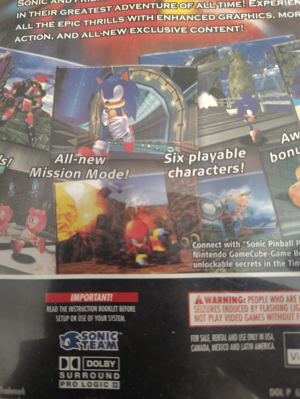 Sonic Adventure DX: Director’s Cut Nintendo GameCube Case and Manual (NO DISC)