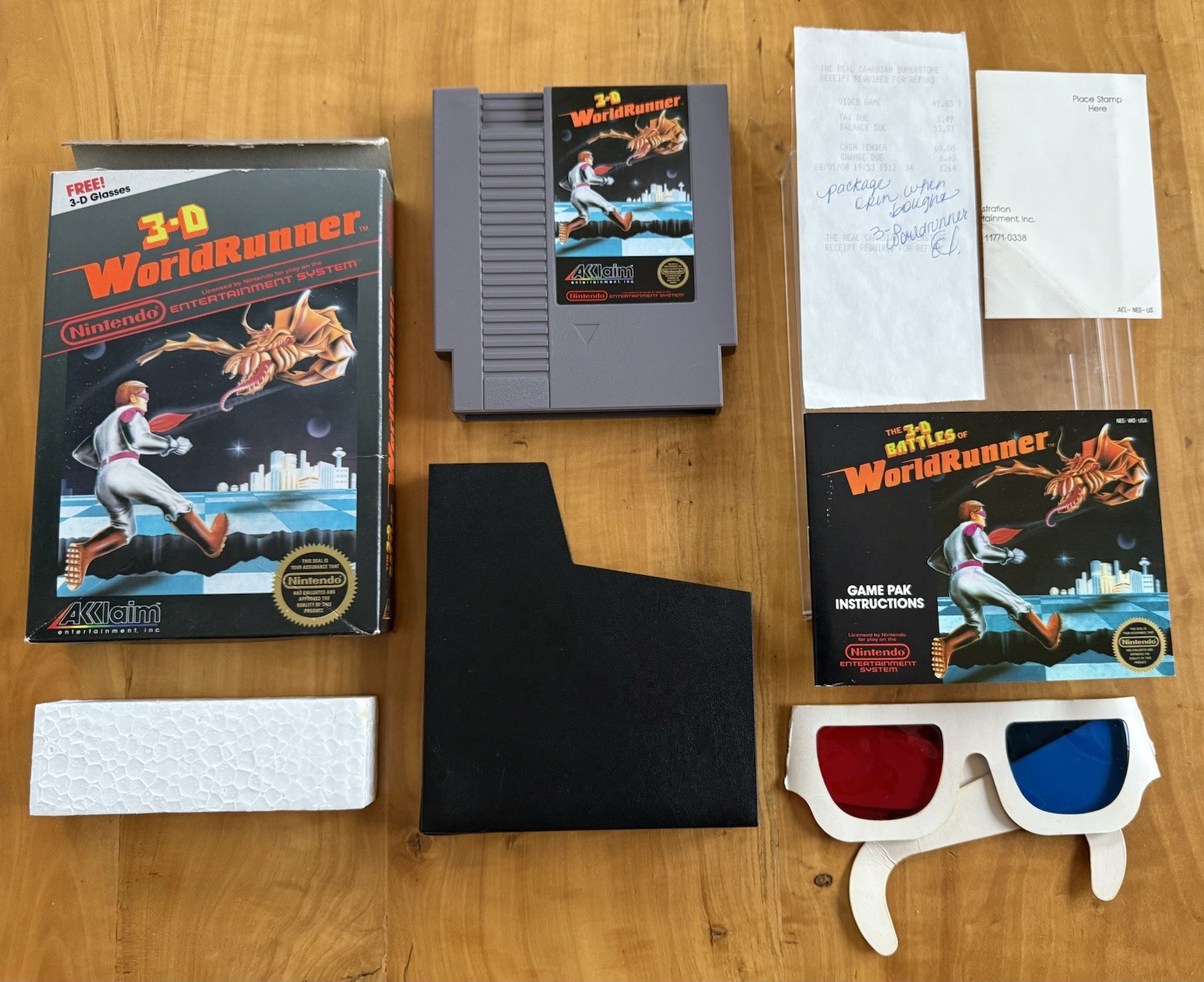 3-D WorldRunner Complete in Box CIB Hangtab FIRST PRINT Nintendo NES 1987 RARE🔥