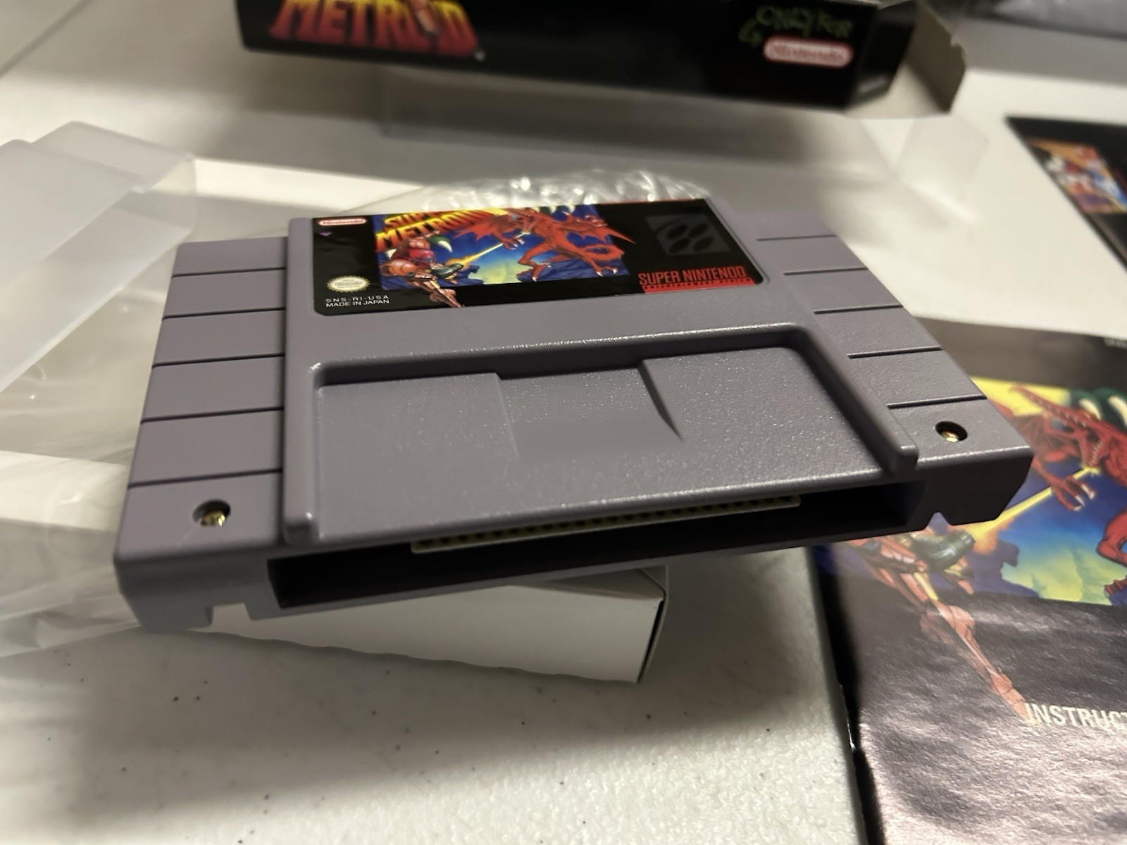 CLEAN Super Metroid SNES NINTENDO Complete In Box Authentic CIB W/Protector