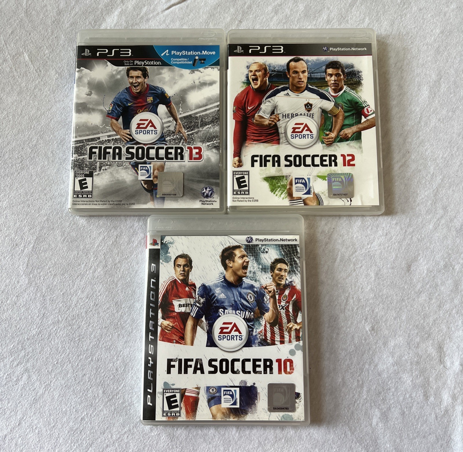 PS3 FIFA Soccer 10 12 13 Bundle PlayStation 3 Complete CIB 3 Game Lot EA Sports