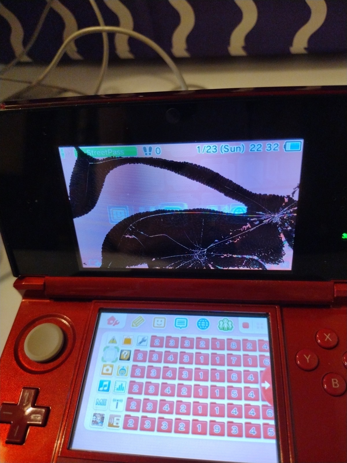 Nintendo 3DS Handheld System – Flame Red-needs outer screen repair ( DIY Utube)