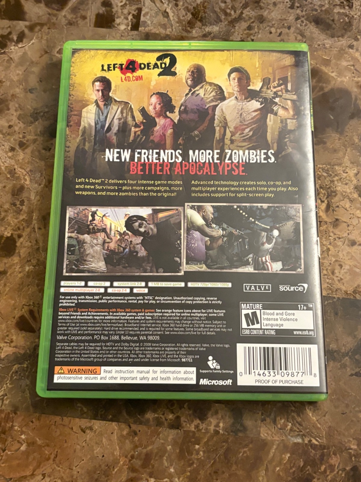 Left 4 Dead 2 (Microsoft Xbox 360, 2009) Platinum Hits CIB Complete FREE SHIP