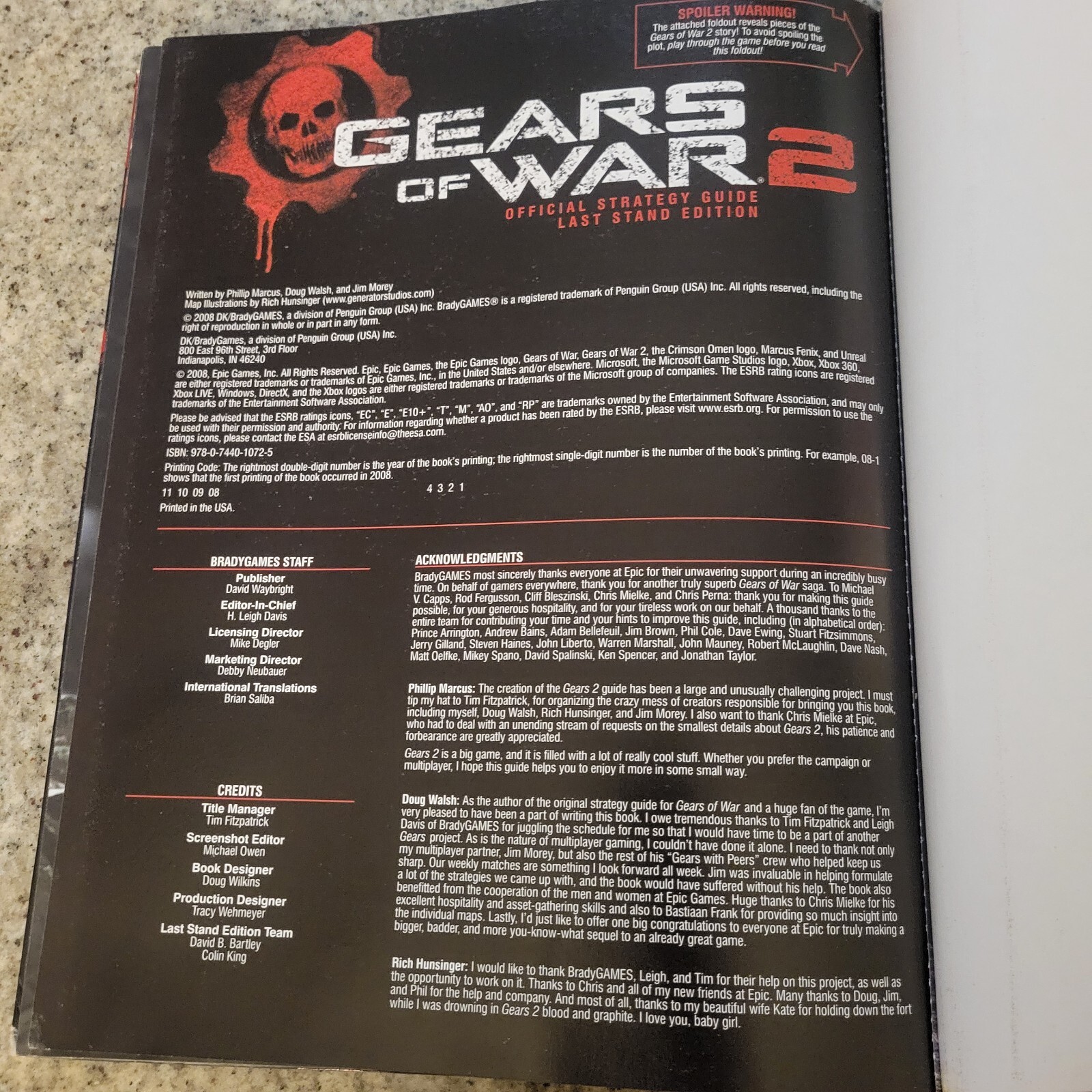 Gears Of War Official Hardcover Strategy Guide Last Stand Edition Skorge Print