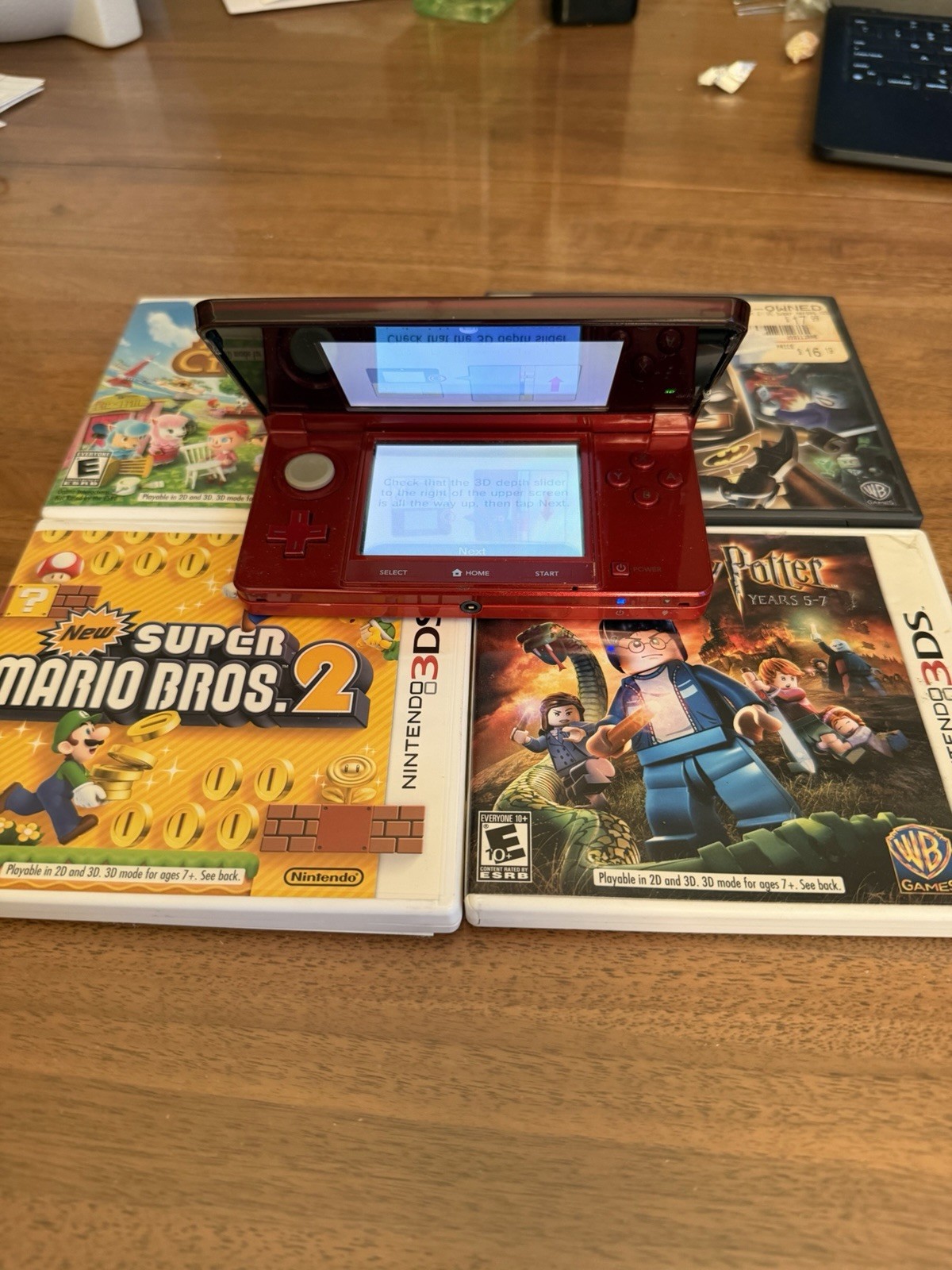 Nintendo 3DS Flame Red (Charger/Stylus/5 Games Included)