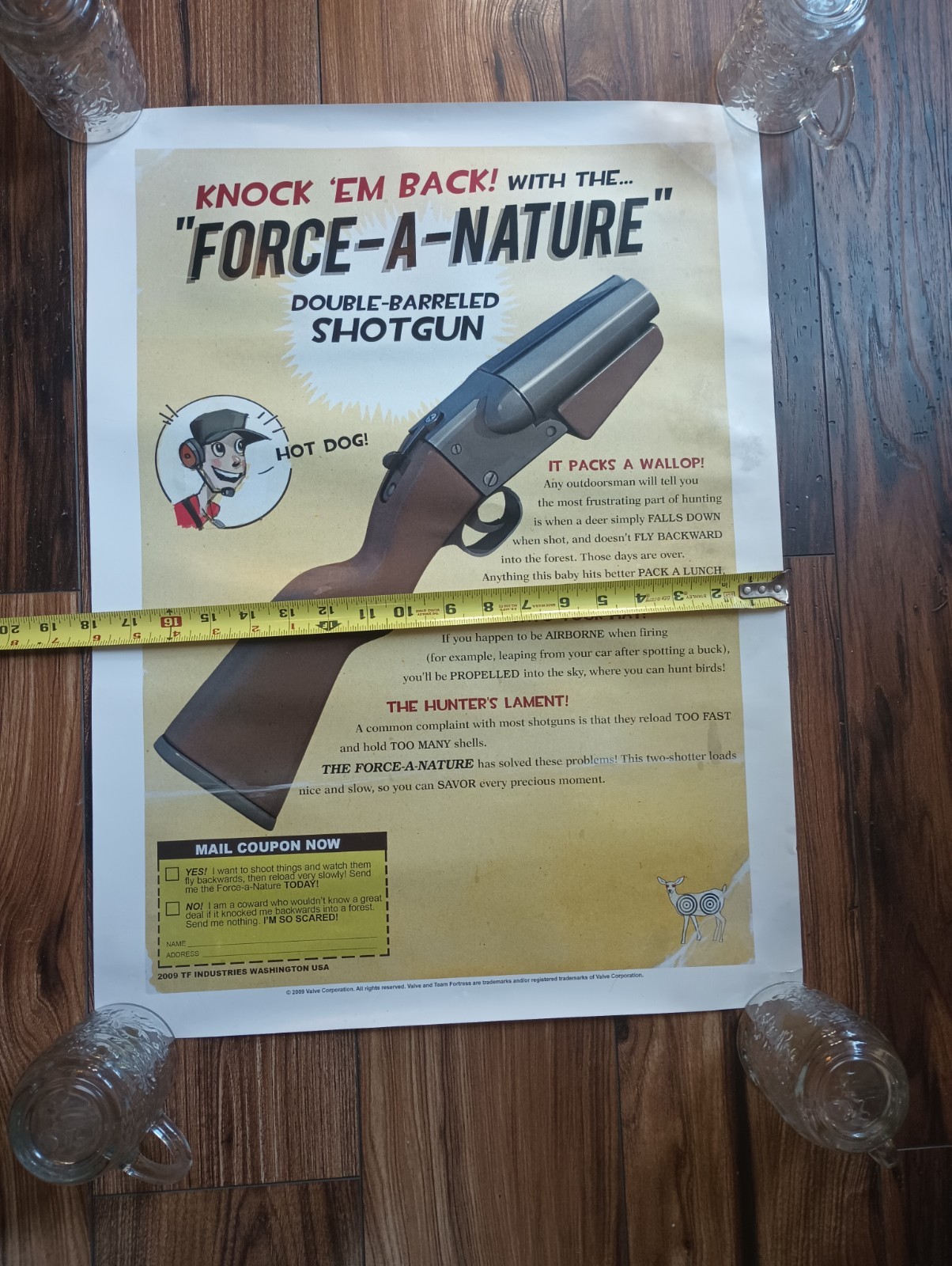 Official Valve Store Team Fortress 2 Force-A-Nature Shotgun Poster 24″x18″