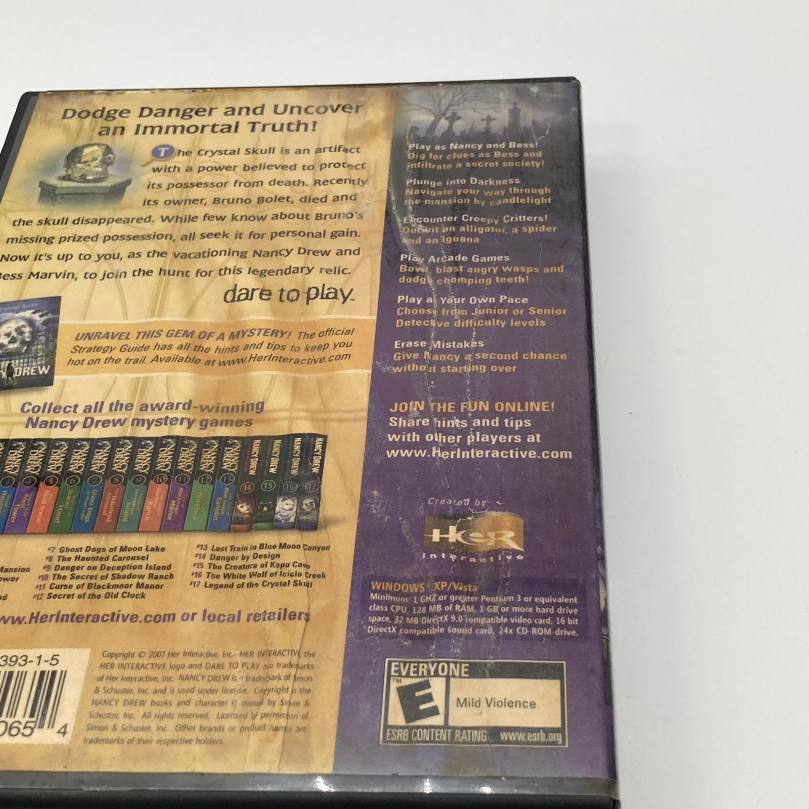 Nancy Drew Legend of the Crystal Skull Mystery 17 PC CD 2007 Her Interactive CIB