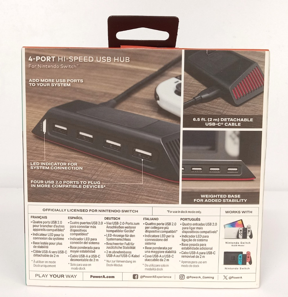 PowerA 4-Port Hi-Speed USB 2.0 Hub for Nintendo Switch – BRAND NEW / SEALED!