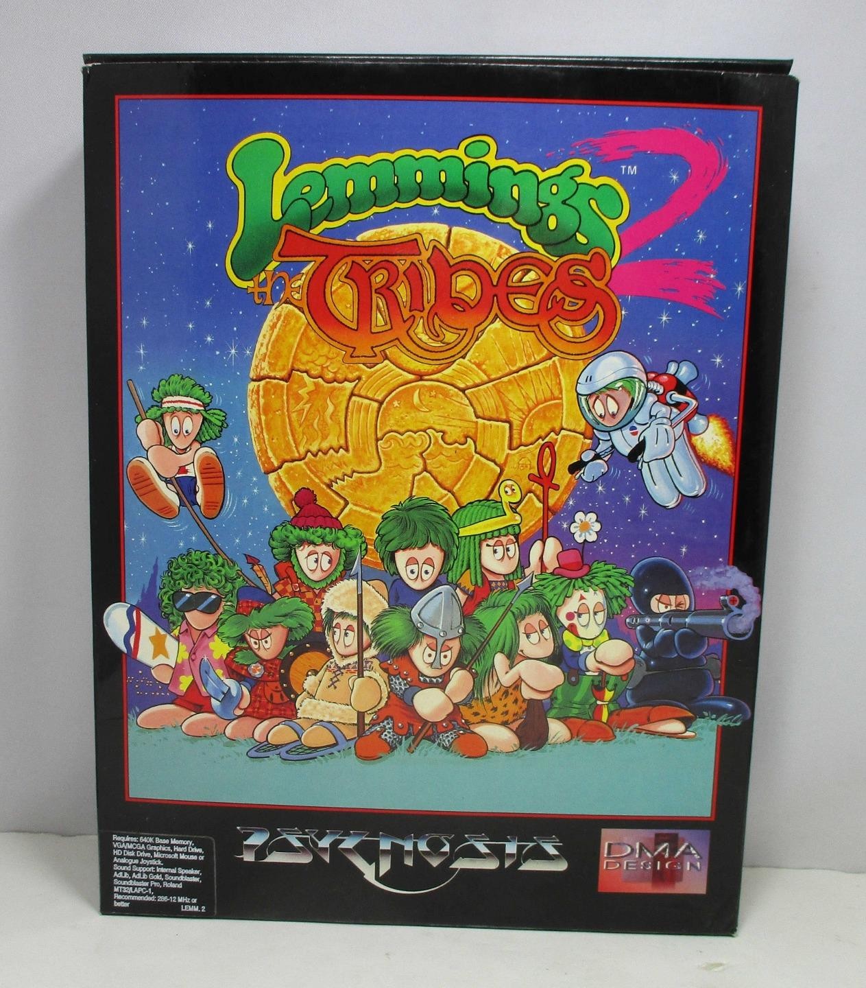1993 Psygnosis Lemmings 2 “The Tribes” Big Box PC (2) 3.5″ Floppy Disks – Tested