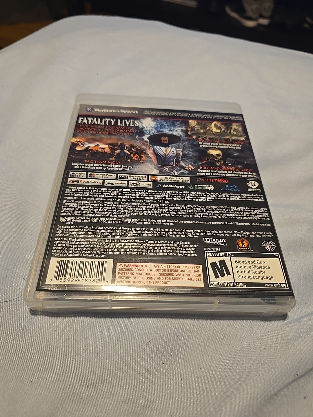 Mortal Kombat (PS3, 2011) PLAYSTATION 3 VIDEO GAME KRATOS COMPLETE BLACK LABEL