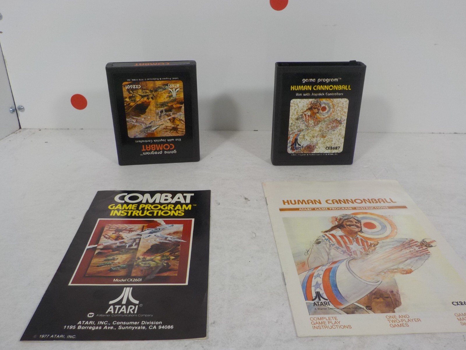 N A129 Atari 2600 Game w/ Manual Lot Combat & Human Cannonball