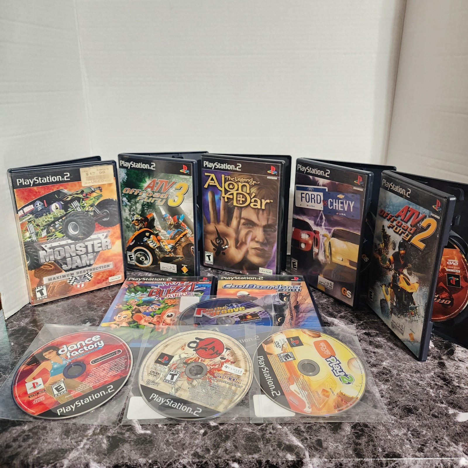 Sony PlayStation 2 PS2 Fat SCPH-39001/N Network Adapter OKAMI + 10 Games