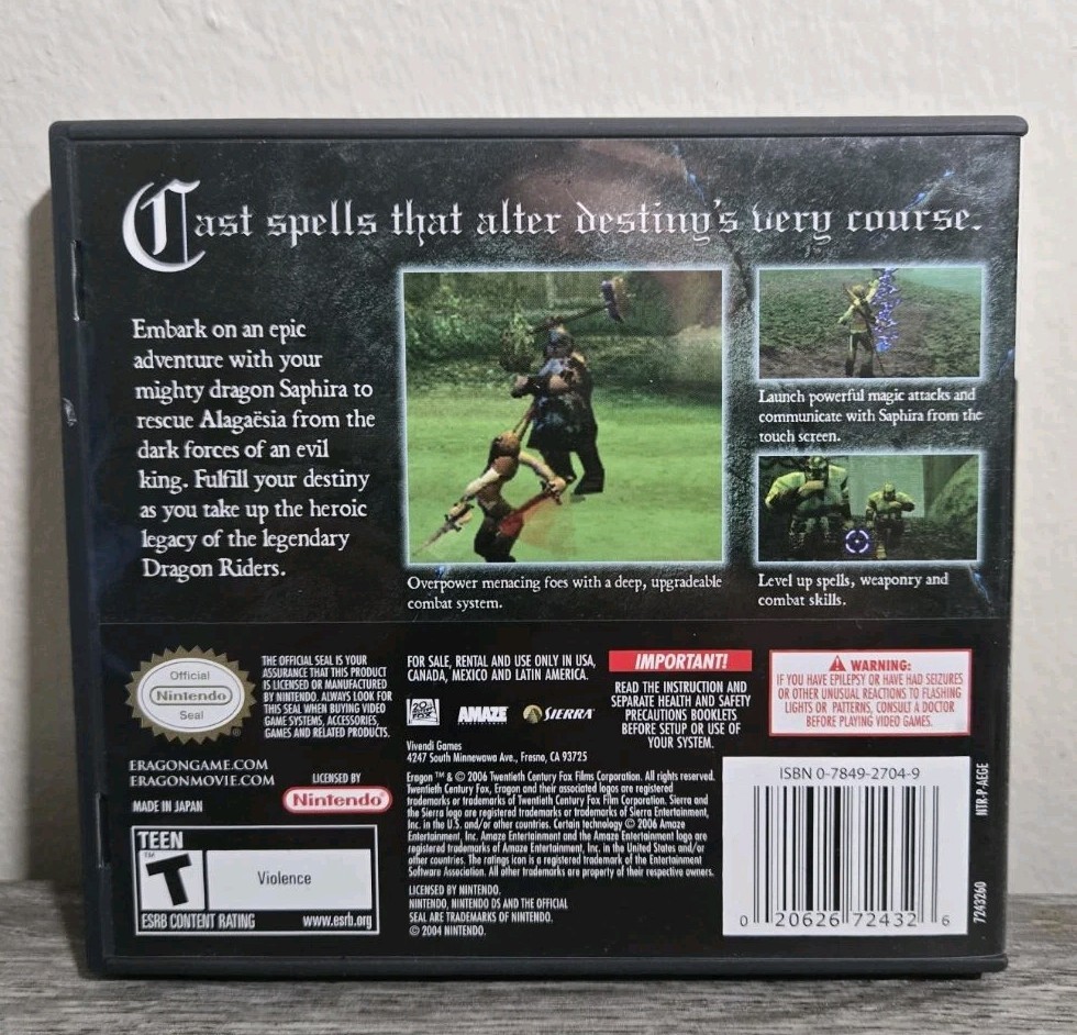 Eragon Nintendo DS 2DS 3DS Game Complete With Manual.