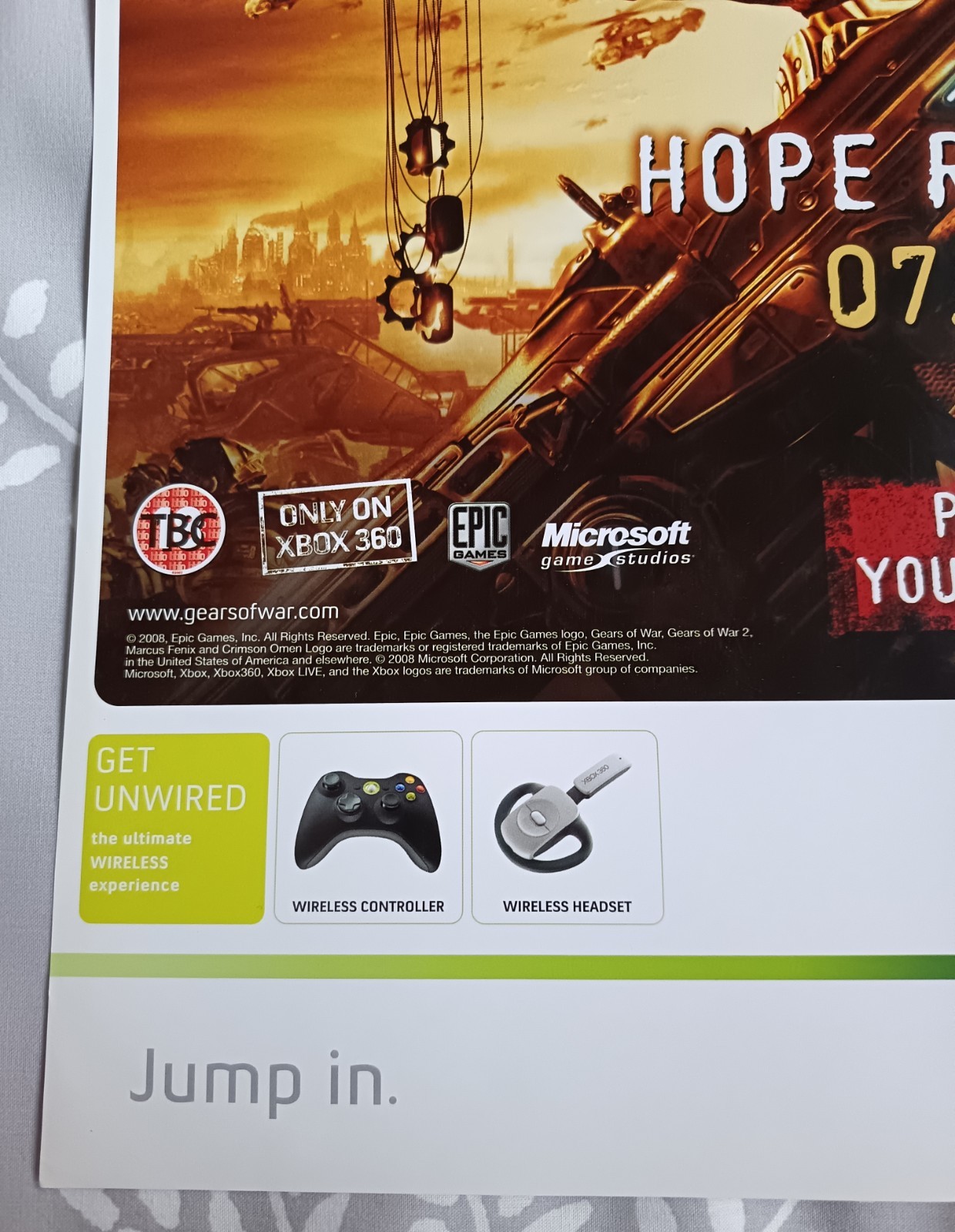 Gears of War 2 Marcus Fenix (Vintage, 2008) XBox 360 Game Poster (RARE)