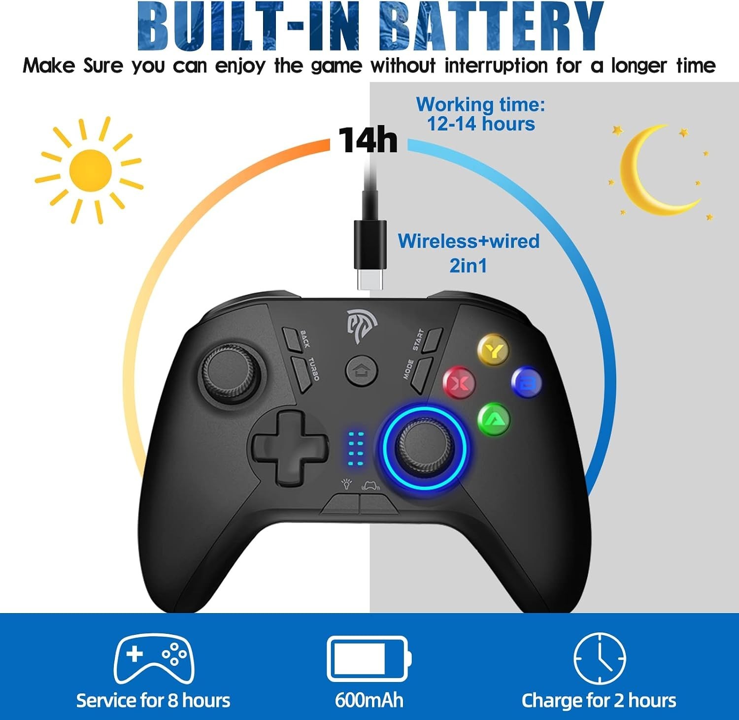 EasySMX ESM-9110 Wireless 2.4Ghz Gaming Controller RGB PC Steam Deck PS3 Android
