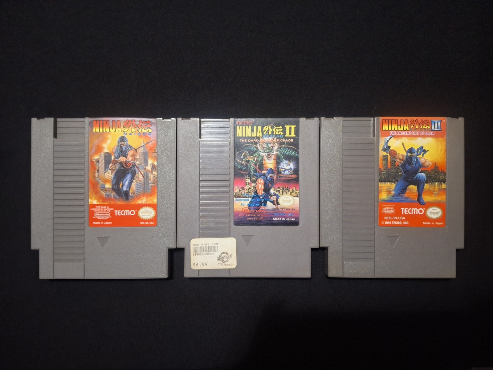 Tecmo Ninja Gaiden I-III NES Game Cartridges Lot NTSC-U/C (US/Canada)