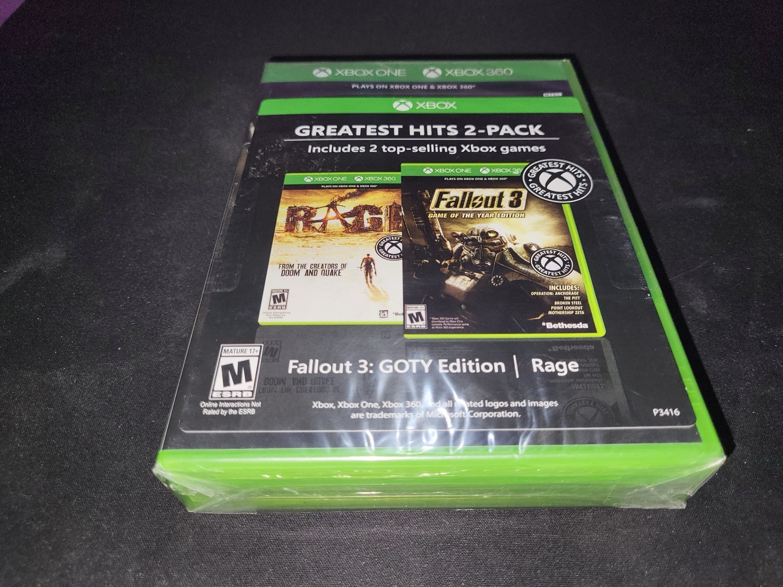 Xbox Greatest Hits 2 Pack Fallout 3 GOTY Edition/Rage Xbox 360/One NEW SEALED