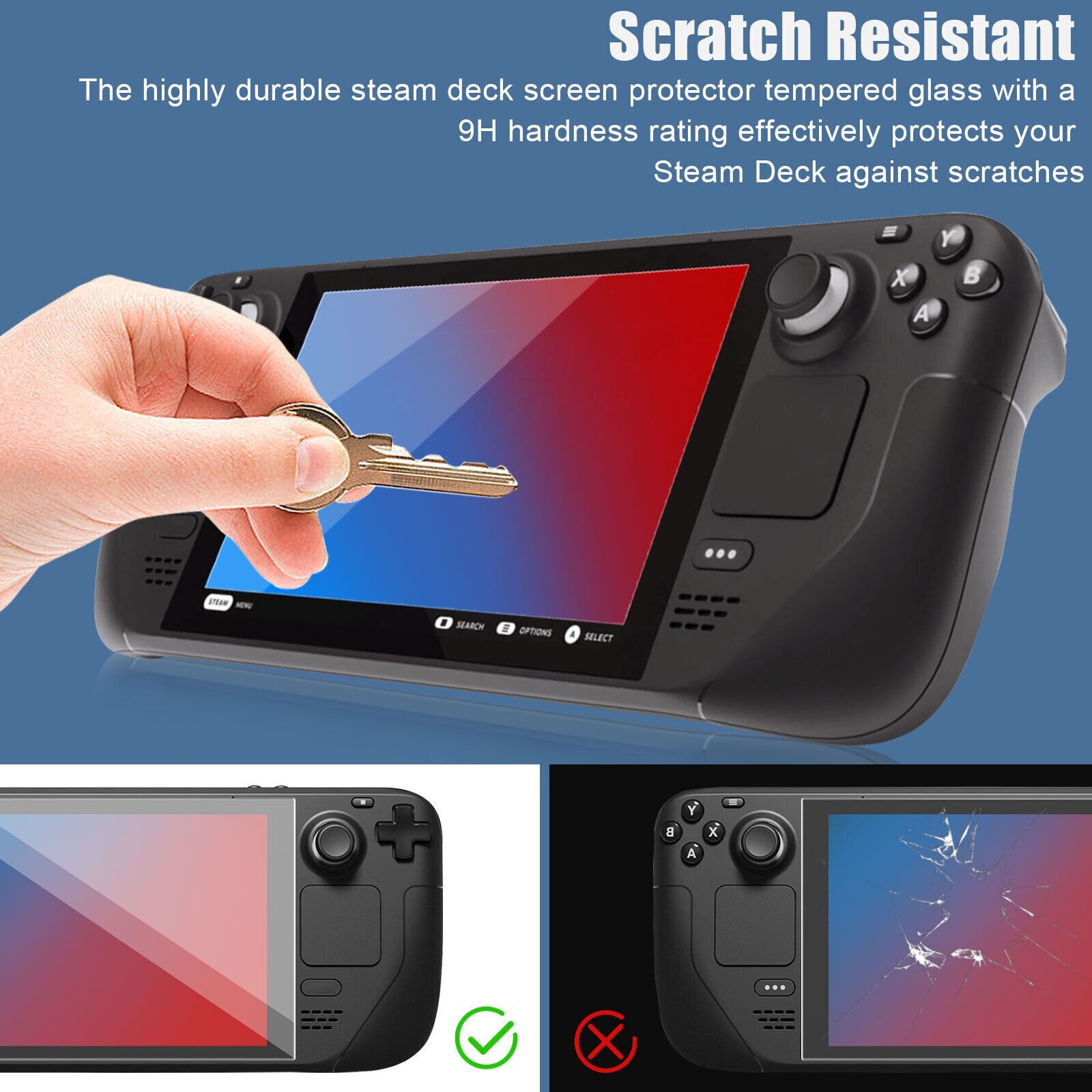 2Pcs for Steam Deck Tempered Glass Screen Protector Film Game Console Protective
