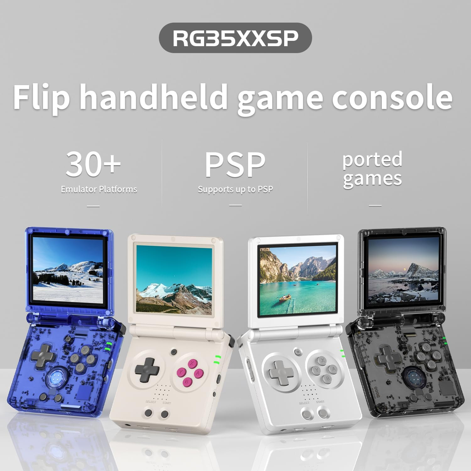RG35XXSP FILP Retro Game Console,3.5 Inch IPS Screen 640X480,Built-In 64GB+128GB