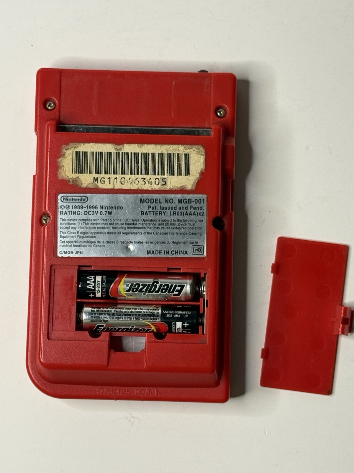 Original Nintendo Game Boy Pocket Red Handheld System w/ Headphone Jack