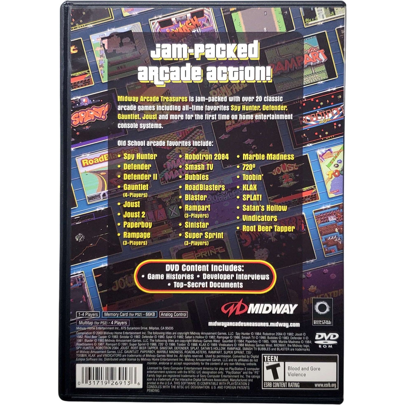 Midway Arcade Treasures – Sony Playstation 2 Pristine Tested Authentic