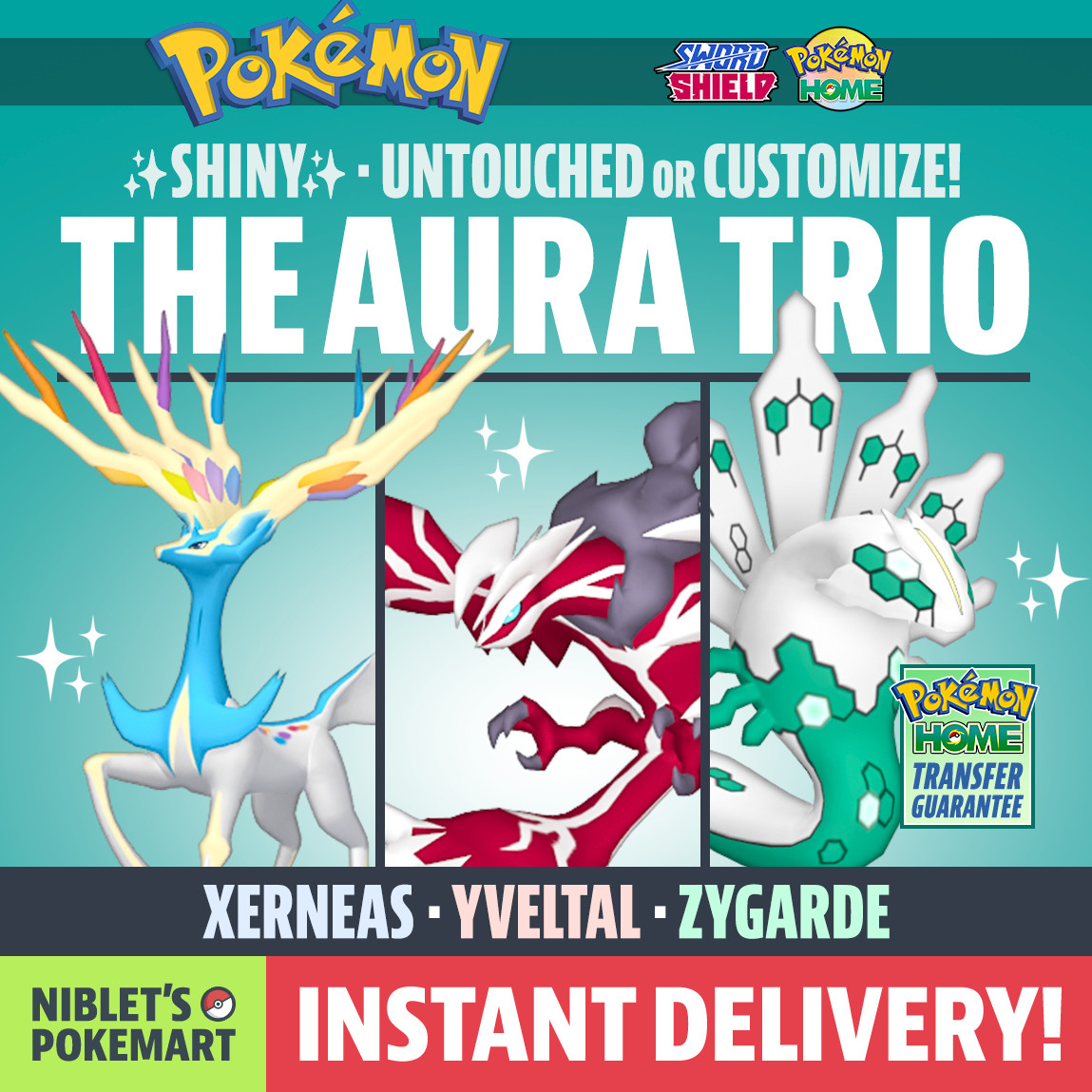 ✨ SHINY XERNEAS YVELTAL ZYGARDE ✨ RARE LEGENDARIES! Pokemon Sword Shield + Home!