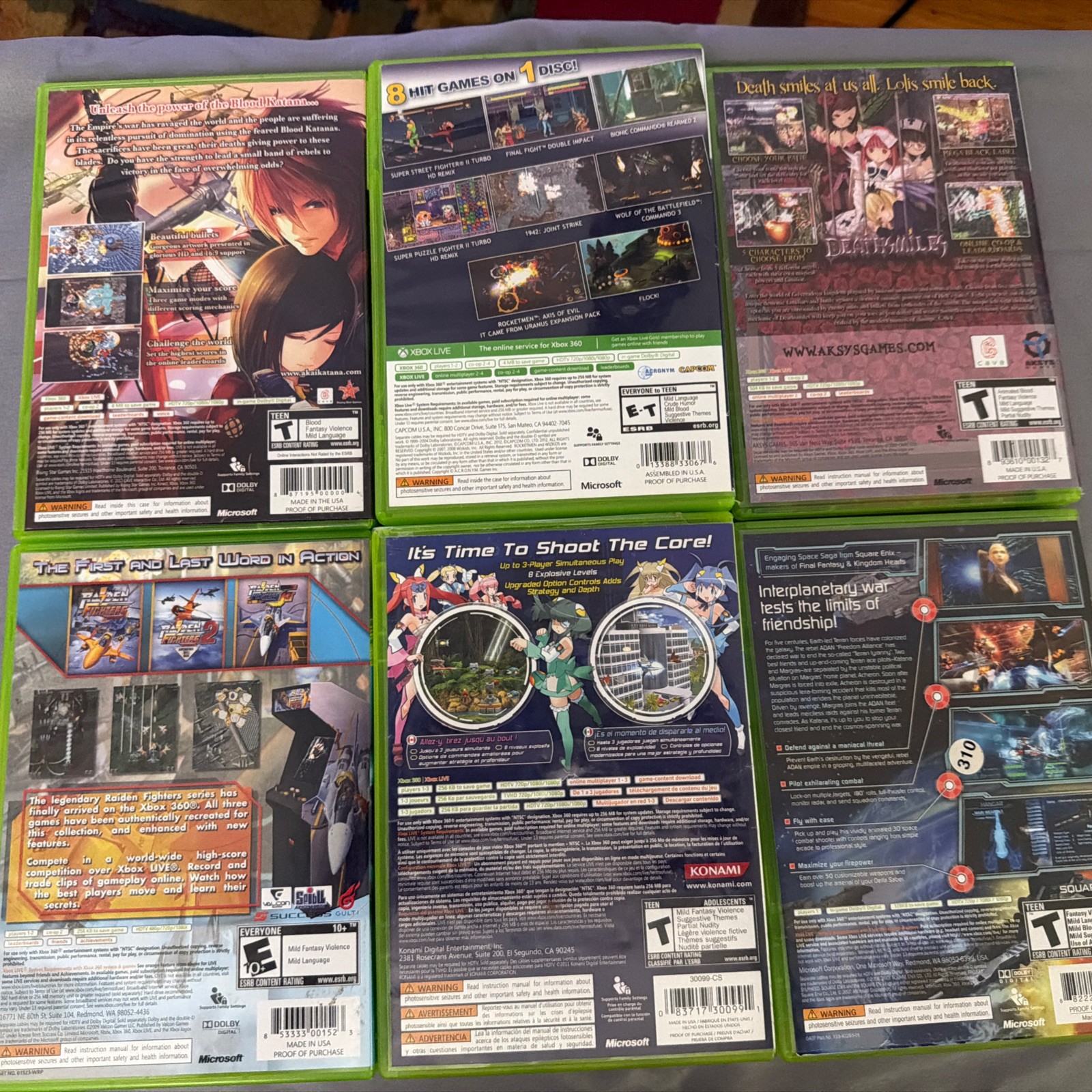 Xbox 360 Shmup Lot 6 Games Raiden Fighters Aces Deathsmiles Capcom Shoot’em up