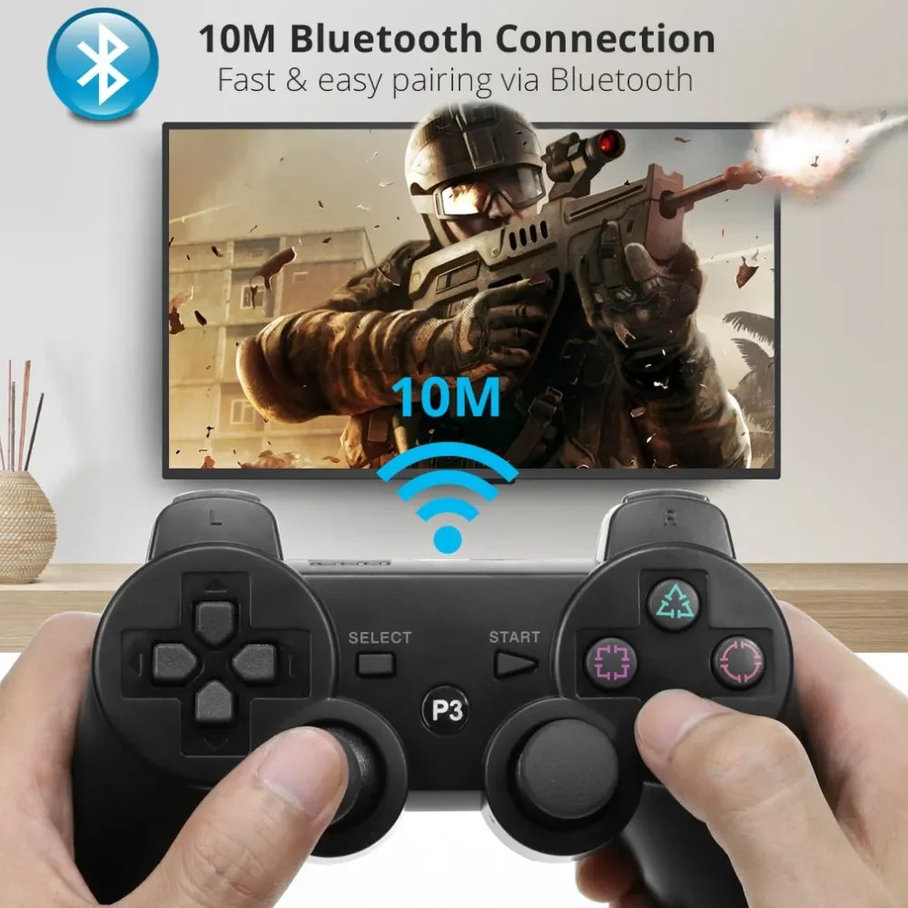 For PS3 Wireless Bluetooth Game Controller With Dual Vibration Six Axis Support