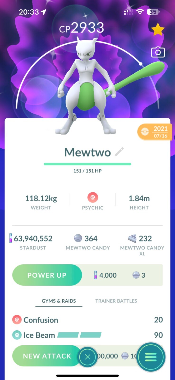 Pokémon Trade GO – Mewtwo Shiny ✨ 1M stardust trade ✨