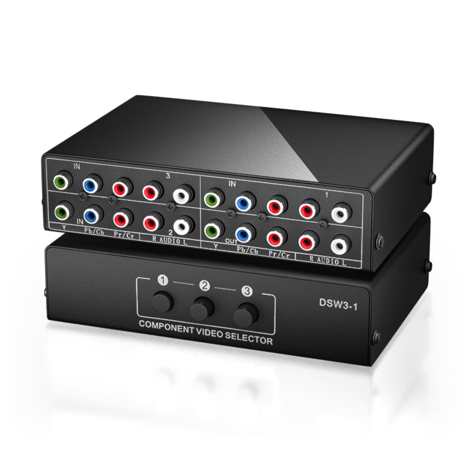 Component AV Video Switch Box 3 in 1 Out, 3 Port 5 RCA YPbPr Cable RGB Compon…