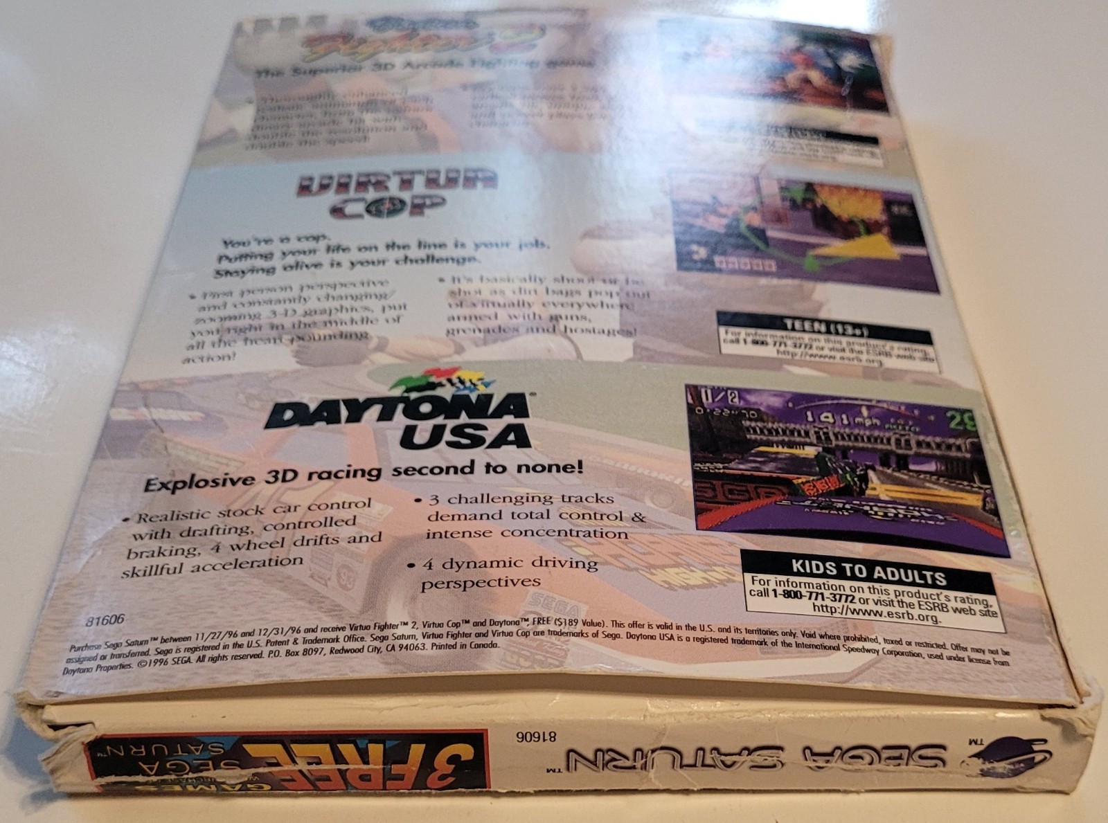 Sega Saturn 3 GamePack Not For Resale Virtua Fighter 2 Daytona Virtua Cop Tested