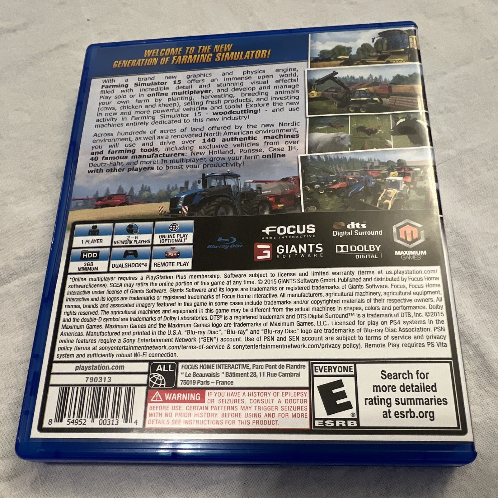 Focus Home Interactive Farming Simulator 15 (PS4, 2015) E NTSC-U/C Manual