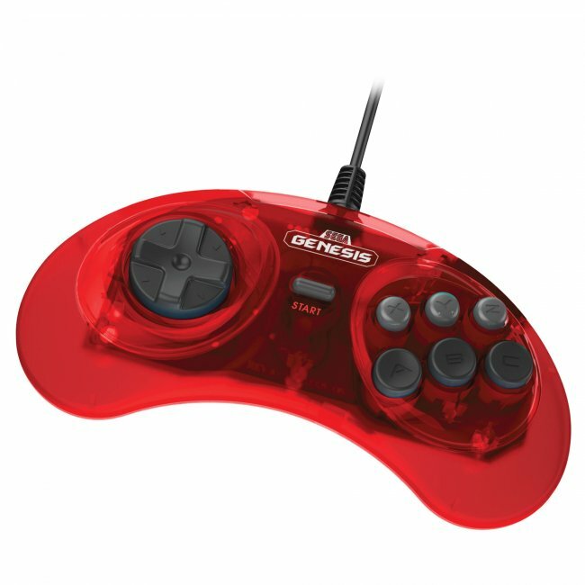 Retro-Bit Official Sega Genesis 6-Button Controller Pad for Sega Genesis Red