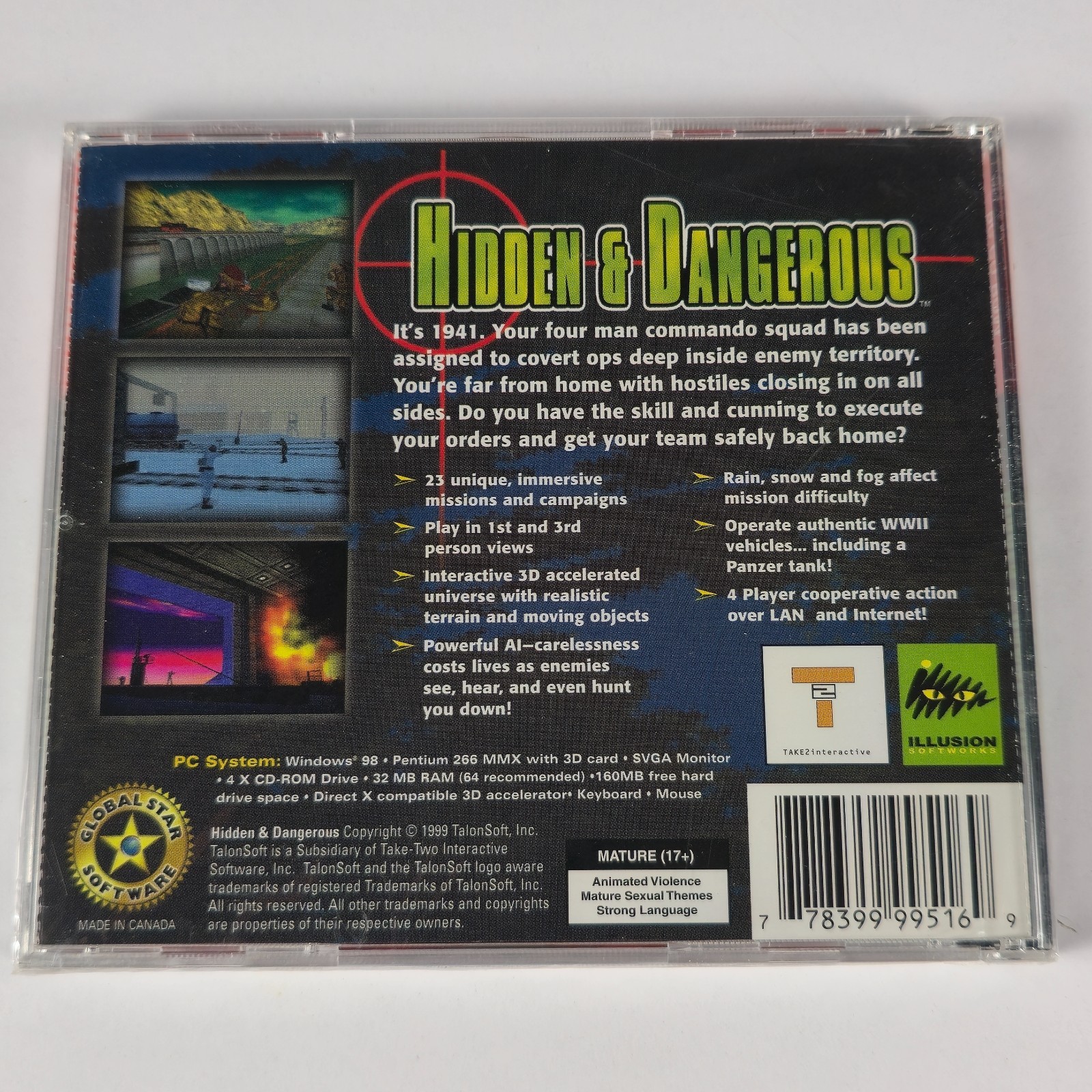 Hidden and Dangerous (PC 1999 Global Star Software) Disc & Case NEW SEALED