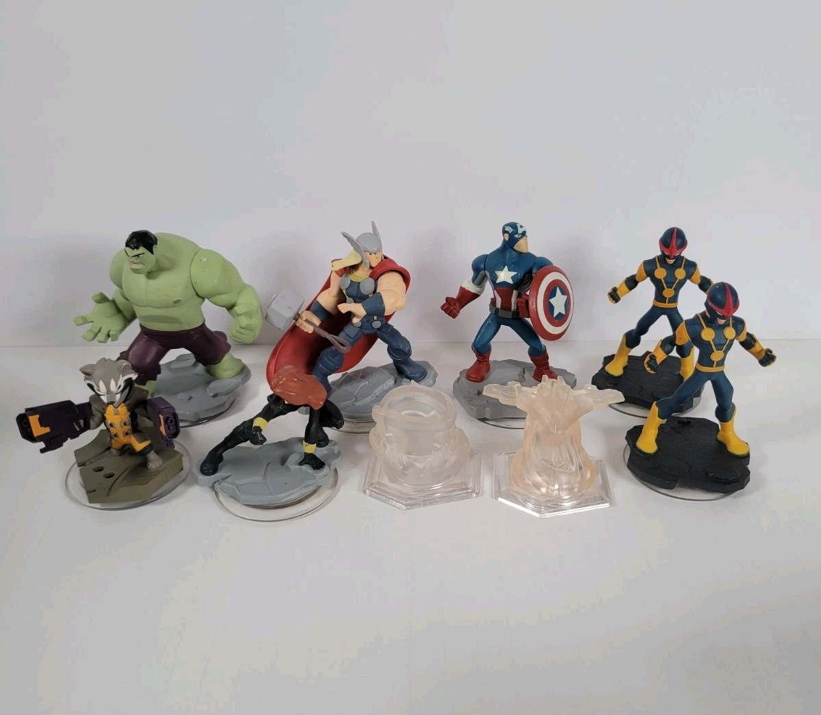 Disney Infinity Marvel Lot Hulk Thor Captain America Widow Rocket Nova x2 + Disc