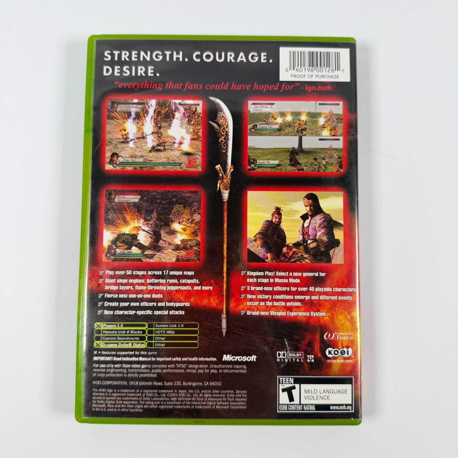 Dynasty Warriors 4 (Microsoft Xbox) Original — CIB VG Condition