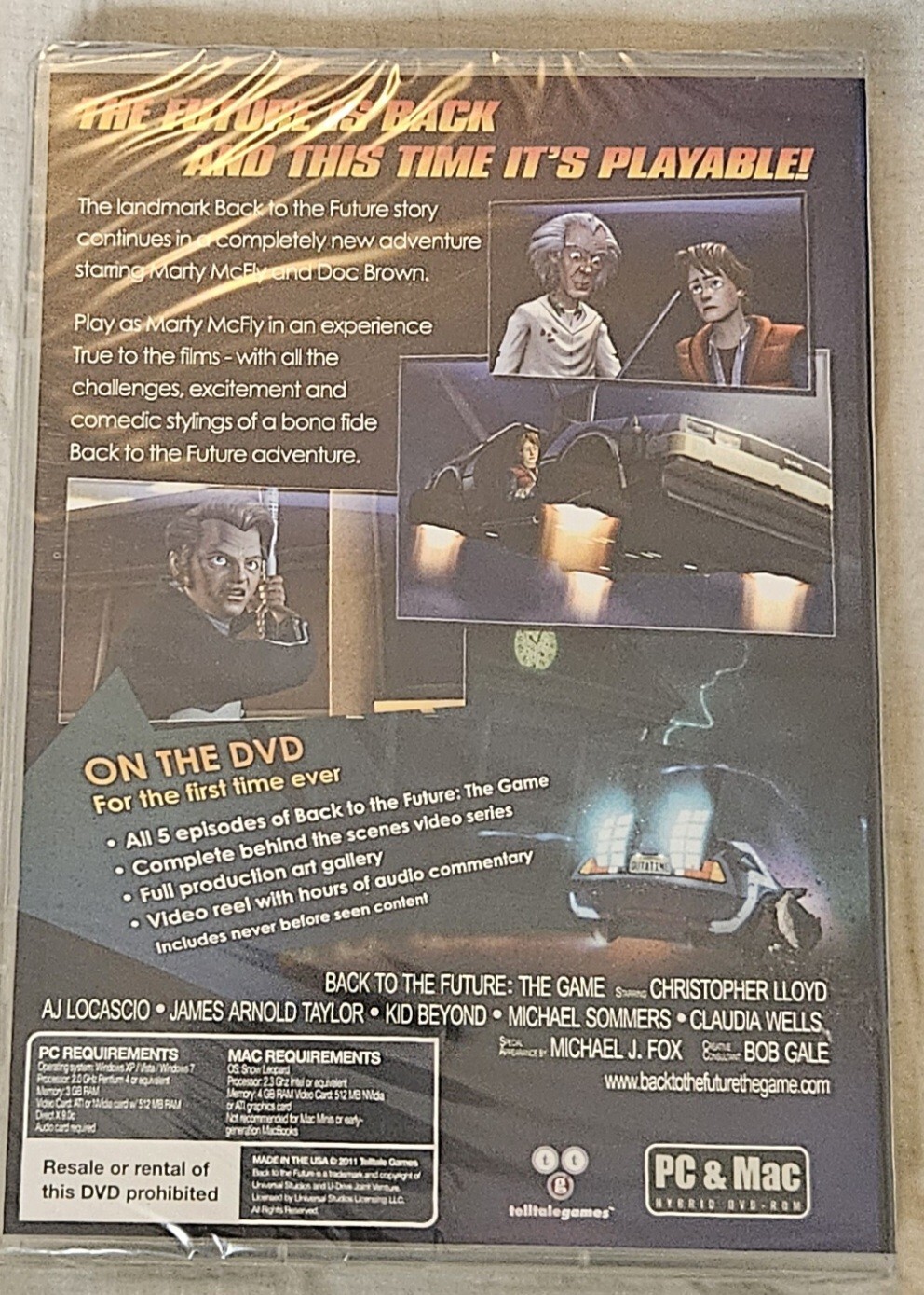 Back To The Future The Game PC MAC DVD RARE Brand New 2011