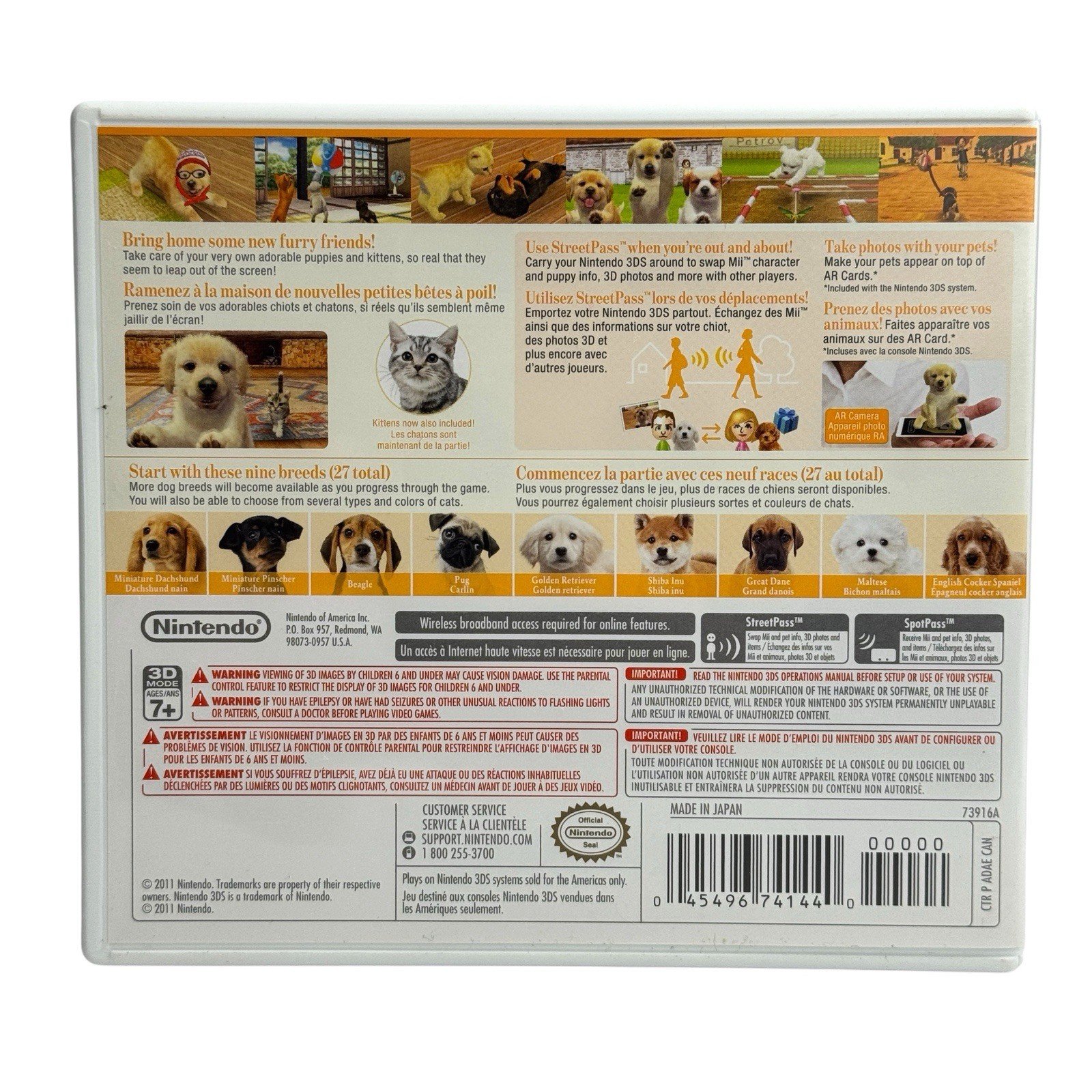 CIB Nintendogs + Cats: Golden Retriever & Friends (Nintendo 3DS, 2011) TESTED