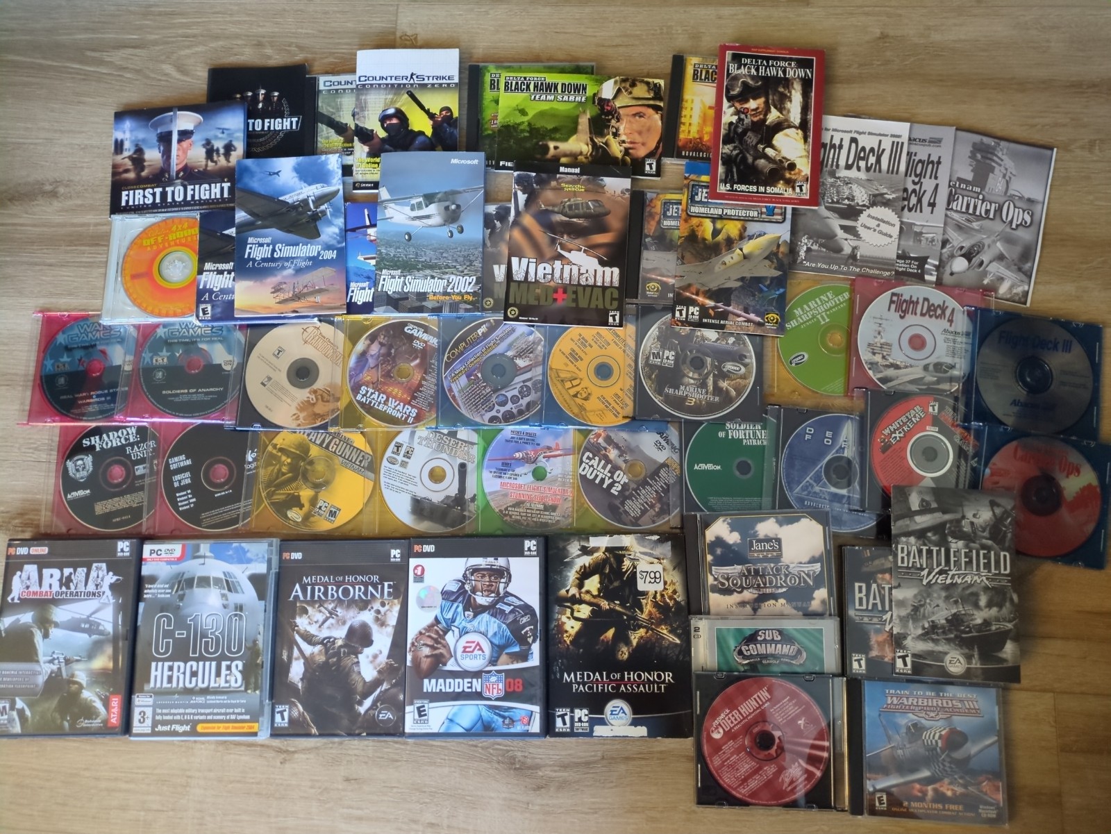 HUGE LOT 35+ 2000s Flight Simulator, War, FPS, Hunting PC Games + Manuals