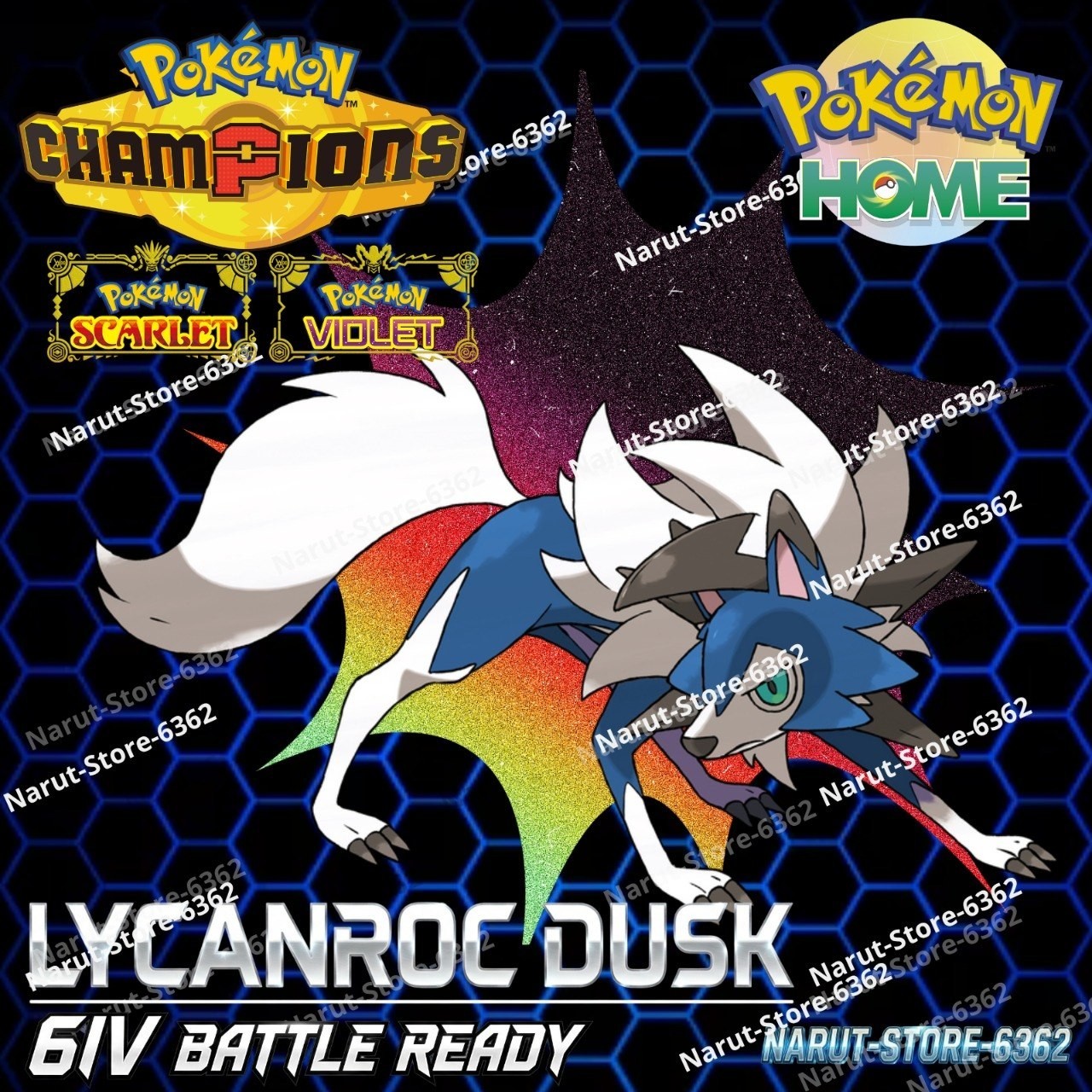 LYCANROC DUSK 🔥6IV SHINY POKEMON HOME🔥Pokemon CHAMPIONS
