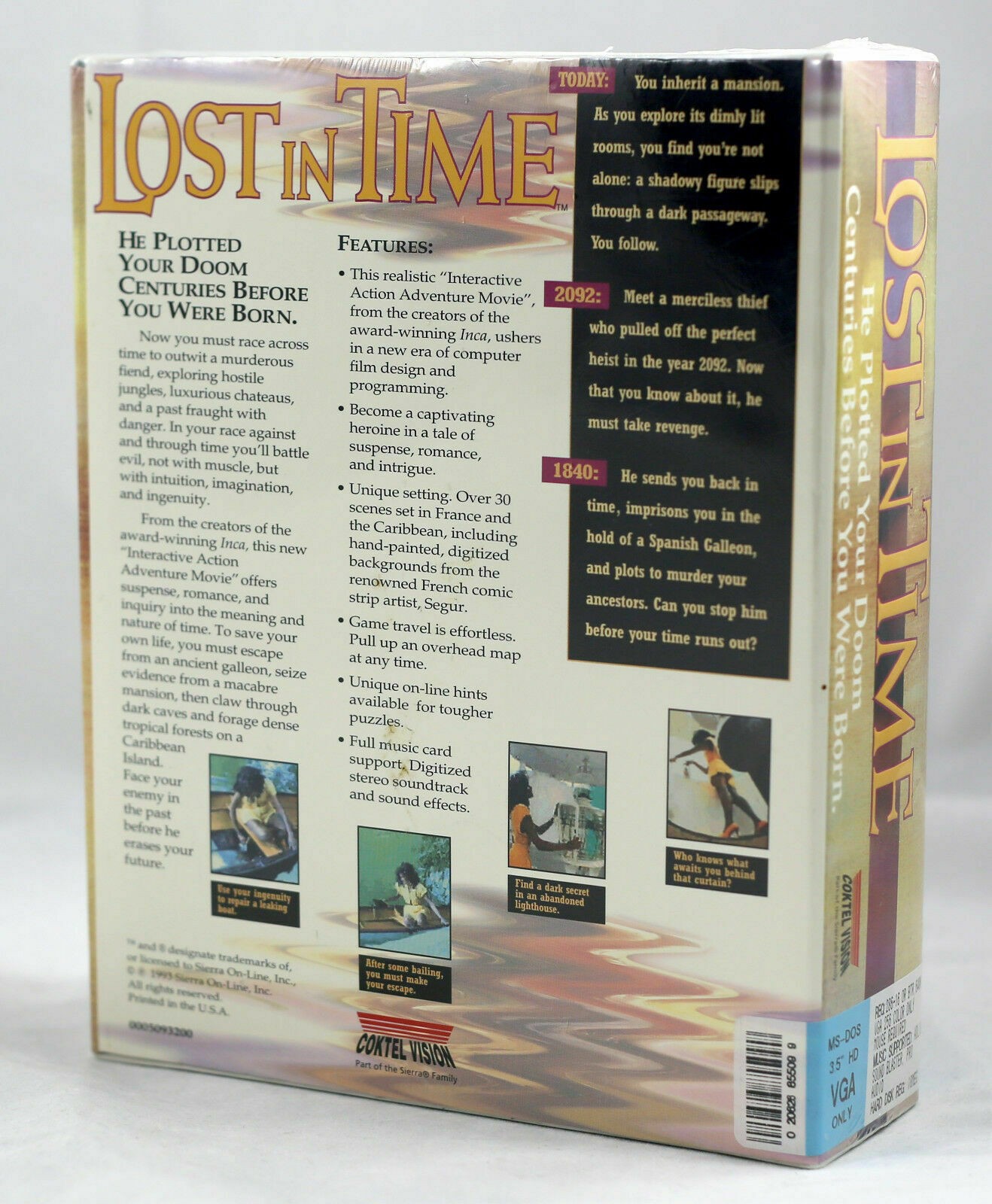 SEALED 1993 Lost in Time Coktel Vision Sierra MS-DOS 3.5″ Floppy Big Box PC