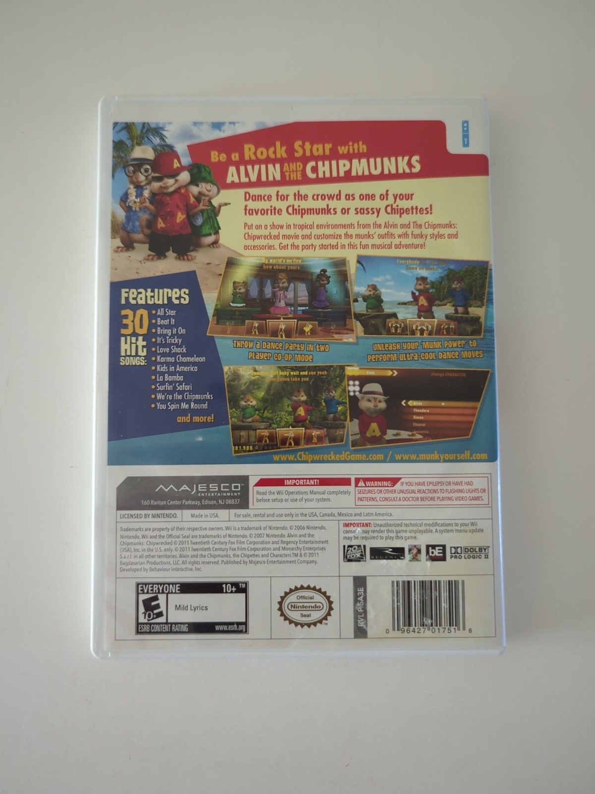 Alvin and the Chipmunks: Chipwrecked (Nintendo Wii, 2011) Missing Manual