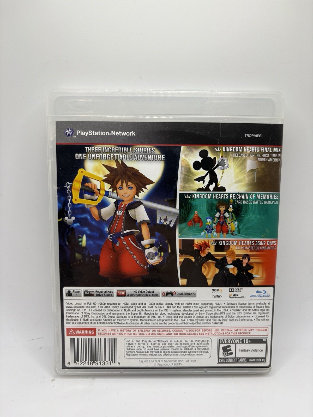 Square Enix Kingdom Hearts HD 1.5 ReMIX PS3 2013 CIB W/Manual