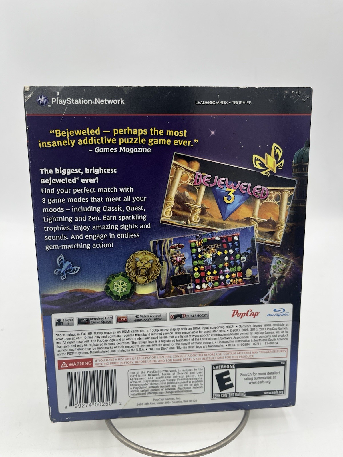 Bejeweled 3 (Sony PlayStation 3, 2011) CIB Complete