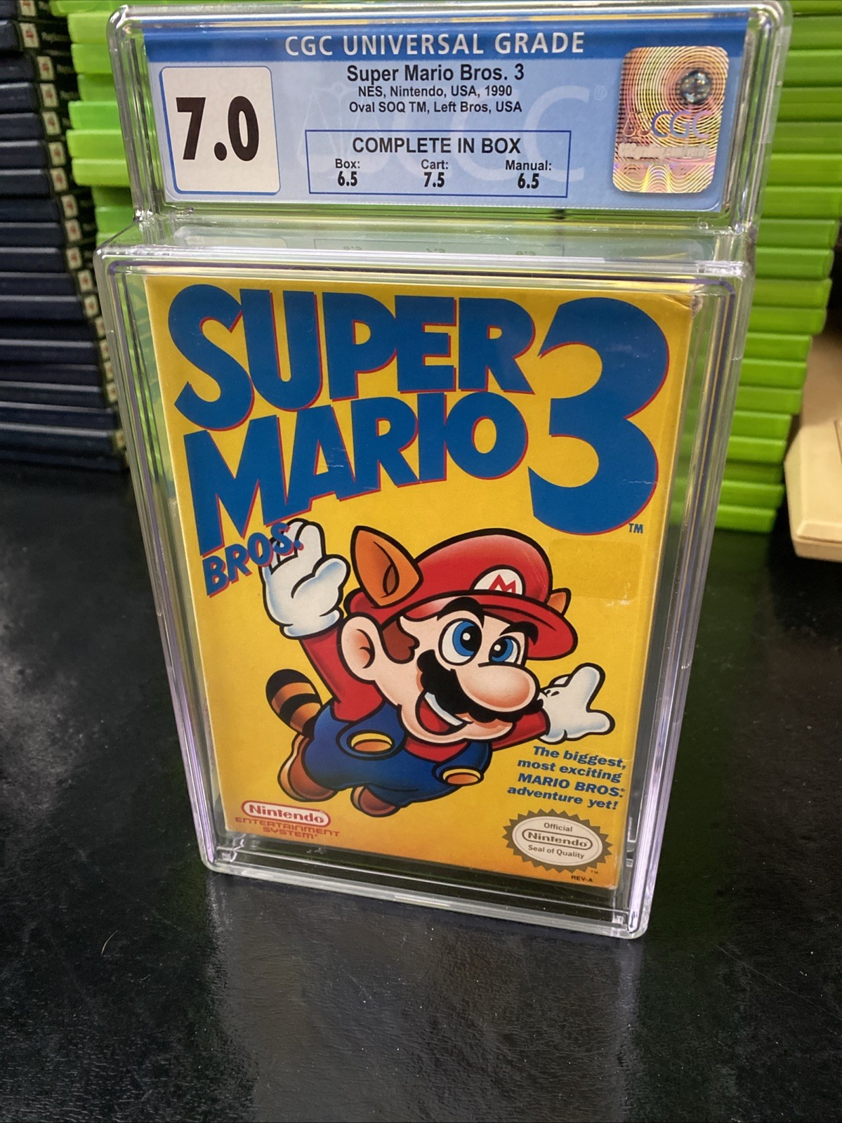 Super Mario Bros 3 Nintendo NES LEFT BROS Graded 7.0 CIB Complete CGC Universal