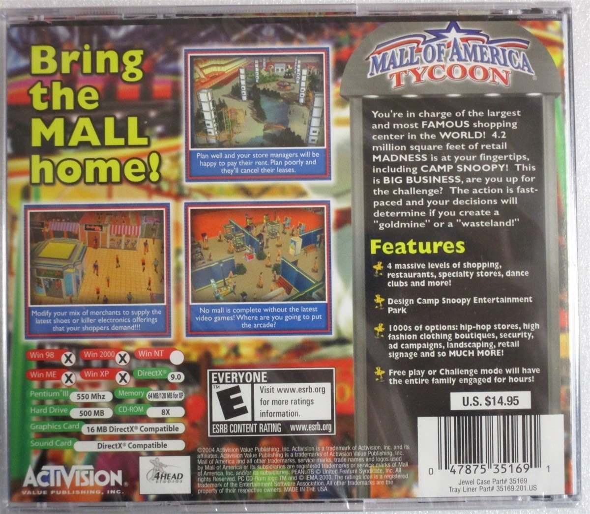 Video Game PC Mall Of America Tycoon NEW SEALED Jewel
