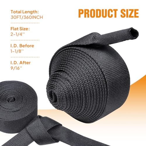 2-1/4” Hydraulic Hose Protector Sleeve Hose Sheathing Wrap 30Feet(360Inch)